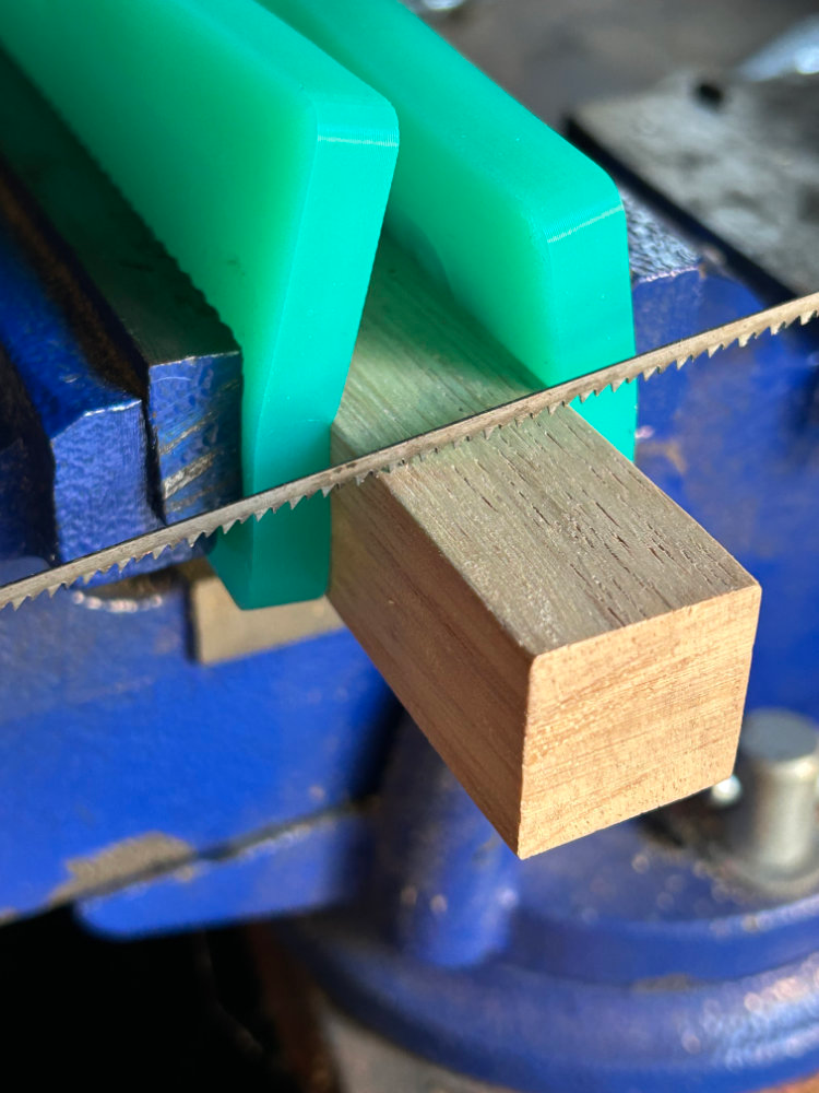 Vice holding block of wood